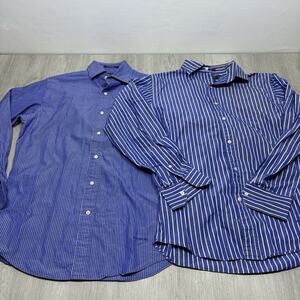 2 Daniel Cremieux Signature Long Sleeve Button Shirt Men's Cotton Blue Medium